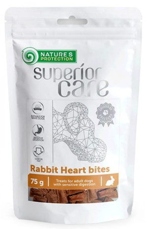 NATURES PROTECTION Superior Care White Dog Snacks Rabbit Heart Bites 75g