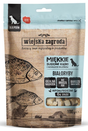 WIEJSKA ZAGRODA PIES Przysmaki Suszone Kąski Białoryby 100g