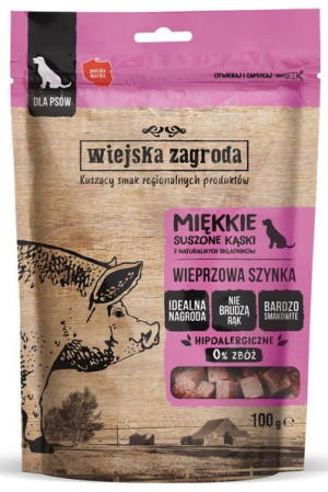 WIEJSKA ZAGRODA PIES Przysmaki Suszone Kąski Wieprzowa szynka 100g