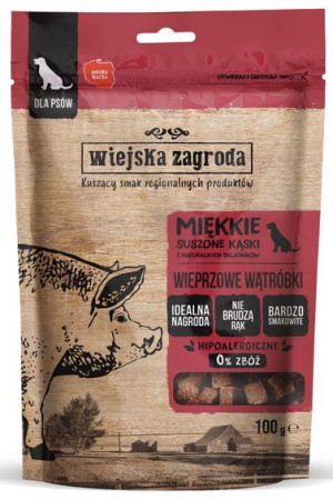 WIEJSKA ZAGRODA PIES Przysmaki Suszone Kąski Wieprzowe wątróbki 100g