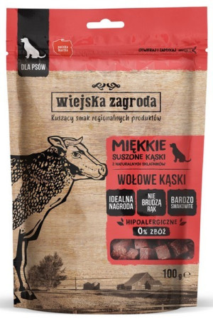 WIEJSKA ZAGRODA PIES Przysmaki Suszone Kąski Wołowe 100g