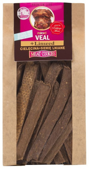 MILORD Meat Cookies - Suszone mięsne ciastka - Cięlęcina z Siemieniem Lnianym 80g