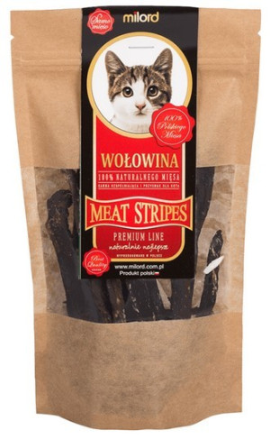 MILORD MEAT KOT Suszone Przysmaki - Paski z Wołowiny 40g