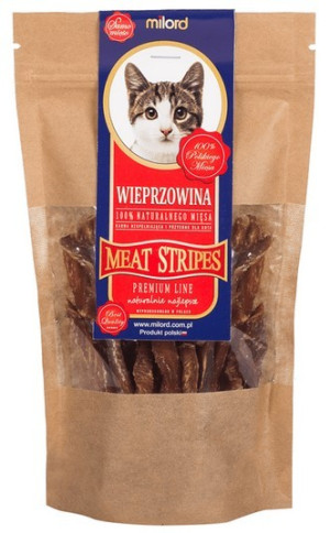 MILORD MEAT KOT Suszone Przysmaki - Paski z Wieprzowiny 40g