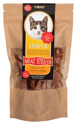 MILORD MEAT KOT Suszone Przysmaki - Paski z Indyka 40g