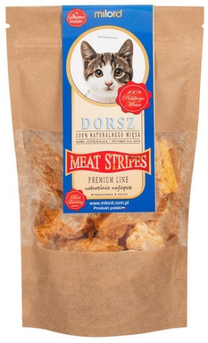 MILORD MEAT KOT Suszone Przysmaki - Paski z Dorsza 40g
