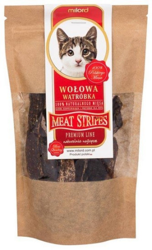MILORD MEAT KOT Suszone Przysmaki - Paski z Wątroby Wołowej 40g