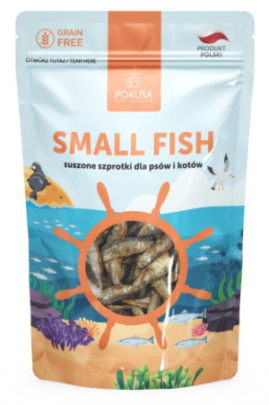 POKUSA SMALL FISH Suszone Szprotki dla psów i kotów 40g