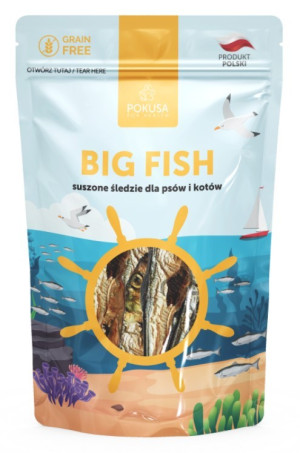 POKUSA BIG FISH Suszone Śledzie dla psów i kotów 60g