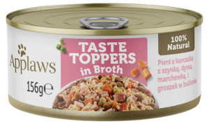 APPLAWS Dog  Taste Toppers in Broth Pierś z Kurczaka z Szynką i Dynią, Marchewką i Groszkiem 156g