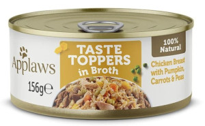 APPLAWS Dog Taste Toppers in Broth - Pierś z kurczaka z Dynią, Marchewką i Groszkiem 156g