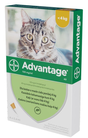 ELANCO Advantage dla kotów poniżej 4kg (4 x 0,4ml)