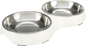 TRIXIE Zestaw misek melamina/stal nierdzewna 2 x 0,2 l/o 13 cm - białe
