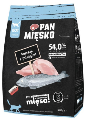 PAN MIĘSKO Kurczak z pstrągiem dla kota S 400g