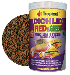 TROPICAL Cichlid Red & Green Medium Sticks - pokarm dla średnich pielęgnic 1000ml / 360g