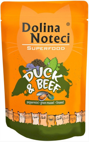 DOLINA NOTECI Superfood dla kota Kaczka i Wołowina (saszetka) 12x 85g