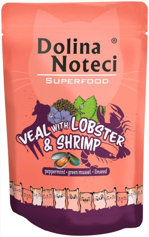 DOLINA NOTECI Superfood dla kota Cielęcina z Homarem i Krewetkami (saszetka) 85g
