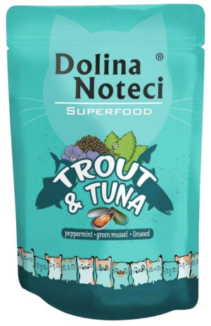 DOLINA NOTECI Superfood dla kota Pstrąg i Tuńczyk (saszetka) 12x 85g
