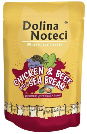 DOLINA NOTECI Superfood dla kota Kurczak i Wołowina z Doradą (saszetka) 12x 85g