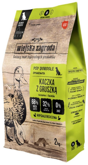 WIEJSKA ZAGRODA dla psa Kaczka z gruszką - rozmiar chrupek M 9 kg