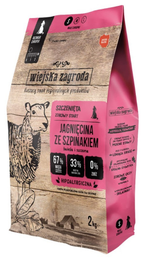 WIEJSKA ZAGRODA dla szczeniąt - Jagnięcina ze szpinakiem 2kg