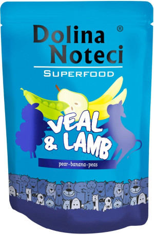 DOLINA NOTECI Superfood dla Psa Cielęcina i Jagnięcina (saszetka) 300g