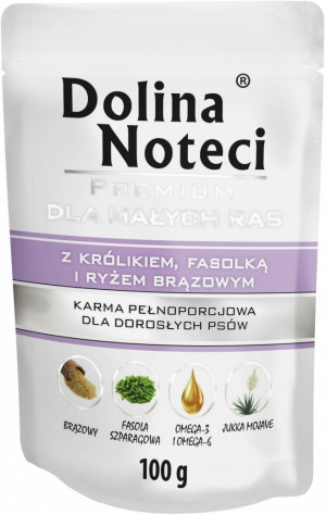 DOLINA NOTECI Premium Małe Rasy - Królik z fasolką i ryżem brązowym (saszetka) 100g