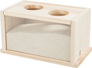 TRIXIE Basen do kąpieli piaskowych dla myszy/chomików 20 x 12 x 12 cm - drewno