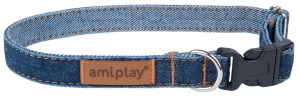 AMIPLAY Obroża regulowana Denim - Granatowa M
