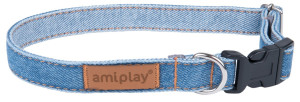 AMIPLAY Obroża regulowana Denim - Niebieska XL