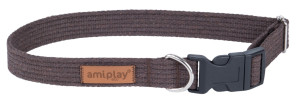 AMIPLAY Obroża regulowana Cotton - Brązowa S (28-40 x 1,5cm)