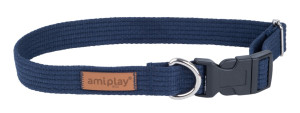 AMIPLAY Obroża regulowana Cotton - Granatowa S (28-40 x 1,5cm)