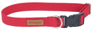 AMIPLAY Obroża regulowana Cotton - Czerwona S (28-40 x 1,5cm)