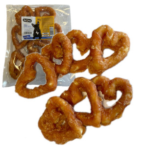 HAU MIAU Pause snack - serca ze skóry owiniete kurczakiem 10cm 500g