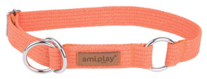 AMIPLAY Obroża półzaciskowa Cotton - Pomarańczowa M (26-40 cm x 2 cm)
