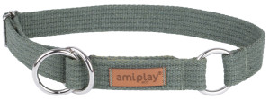 AMIPLAY Obroża półzaciskowa Cotton - Khaki M (26-40 cm x 2 cm)