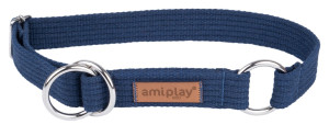 AMIPLAY Obroża półzaciskowa Cotton - Granatowa M (26-40 cm x 2 cm)
