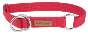 AMIPLAY Obroża półzaciskowa Cotton - Czerwona L (32-50 cm x 2,5 cm)