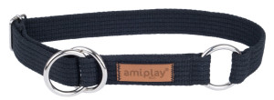 AMIPLAY Obroża półzaciskowa Cotton - Czarna XL (34-55 x 3cm)