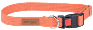 AMIPLAY Obroża regulowana z blokadą Cotton - Pomarańczowa XL (45-70 x 3cm)