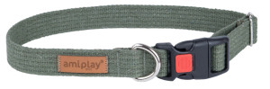 AMIPLAY Obroża regulowana z blokadą Cotton - Khaki L (40-60 x 2,5cm)