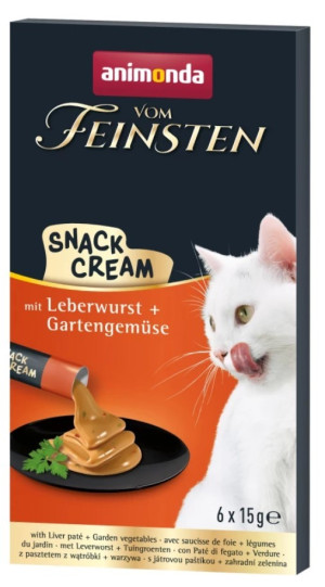 ANIMONDA Vom Feinsten Snack Cream z pasztetem z wątróbki z warzywami ogrodowymi 6x 15g