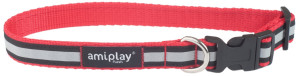 AMIPLAY Obroża regulowana Shine - Czerwona S (20-35 x 1cm)