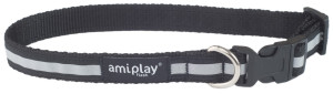 AMIPLAY Obroża regulowana Shine - Czarna XL (45-70 x 2,5cm)