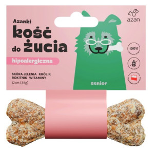 AZANKI Kość hipoalergiczna ze skóry jelenia z królikiem z dodatkiem witamin SENIOR 12 cm