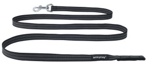 AMIPLAY Smycz treningowa bez rączki Rubber 200 cm - Czarna L-XL