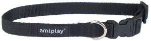 AMIPLAY Obroża regulowana Basic - Czarna S (20-35 x 1cm)