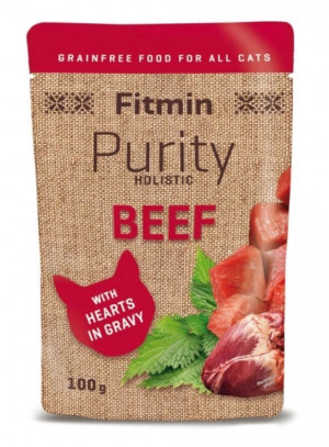 FITMIN Cat Purity Wołowina z serduszkami w bulionie 100g (saszetka)