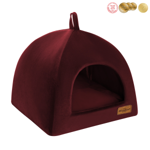 RECOBED Budka Welurove - bordo S 40 x 40 x 30 cm