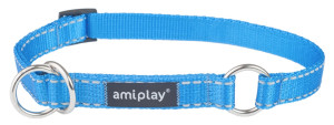 AMIPLAY Obroża półzaciskowa Reflective - Niebieska M (25-40 x 1,5cm)